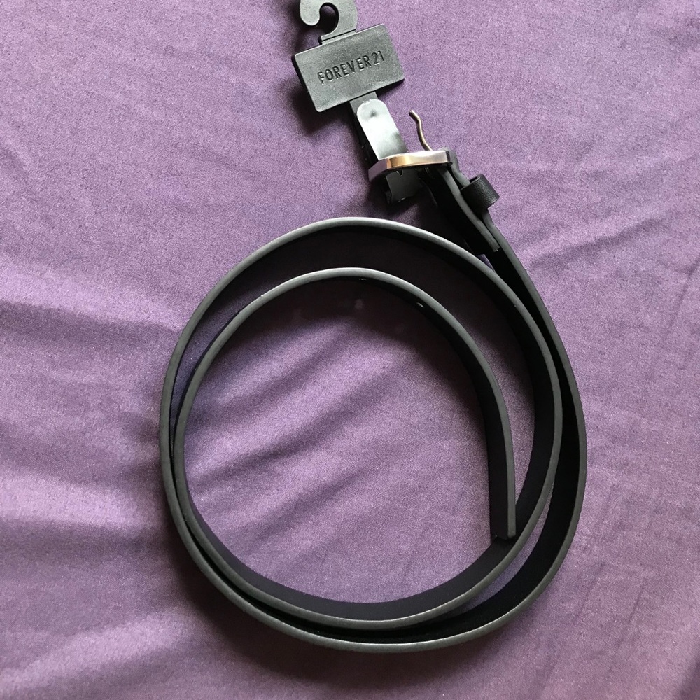 Simple black belt with silver buckle